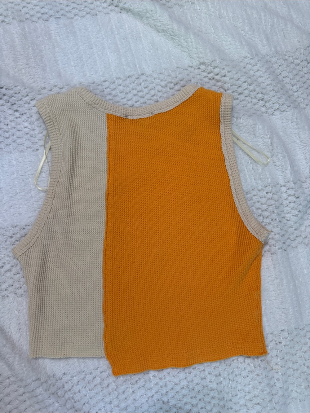 Papermoon Orange & Cream Colorblock Ribbed Tank - Picture 3 of 3